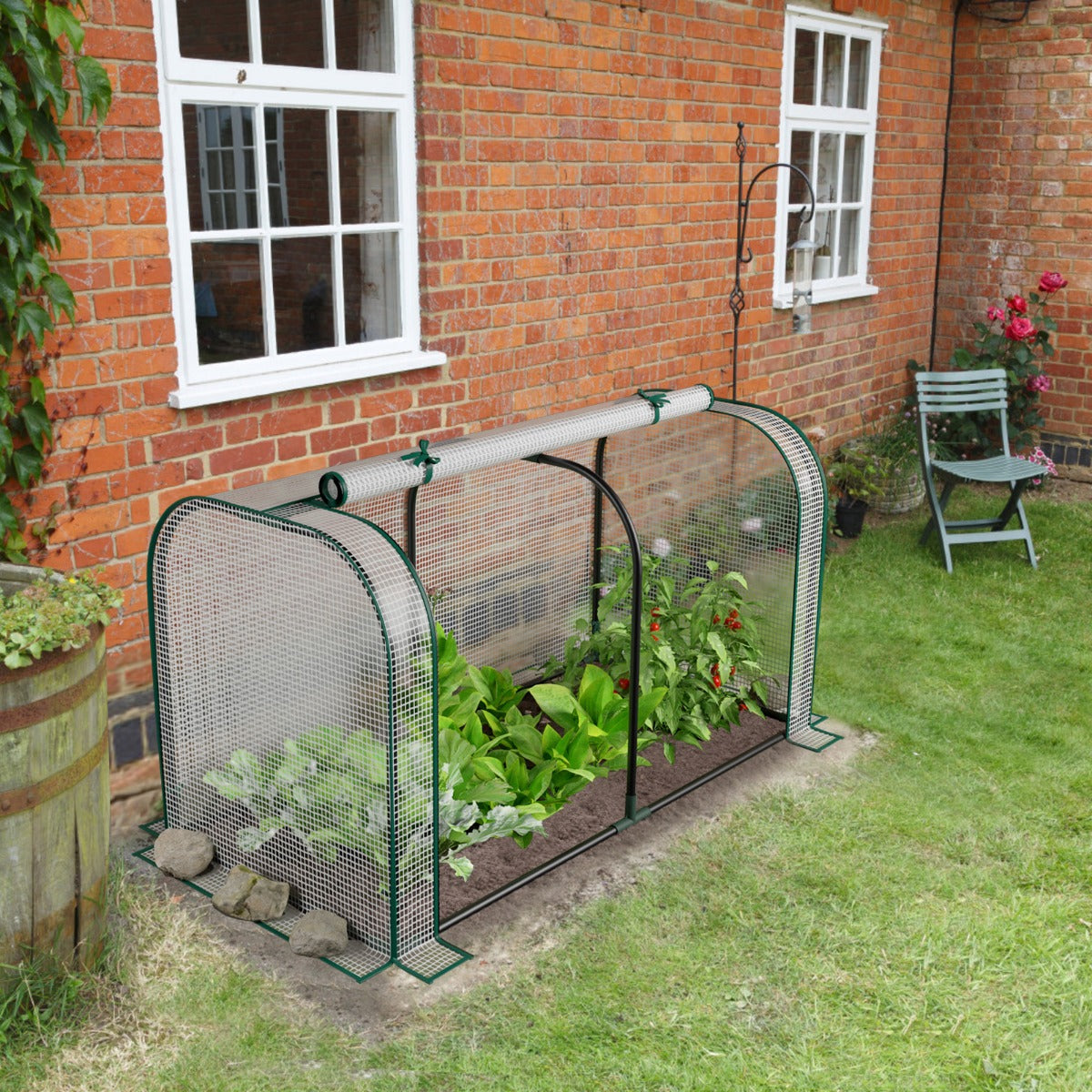 Outdoor Indoor Portable Garden Patio Mini Tunnel Greenhouse-White