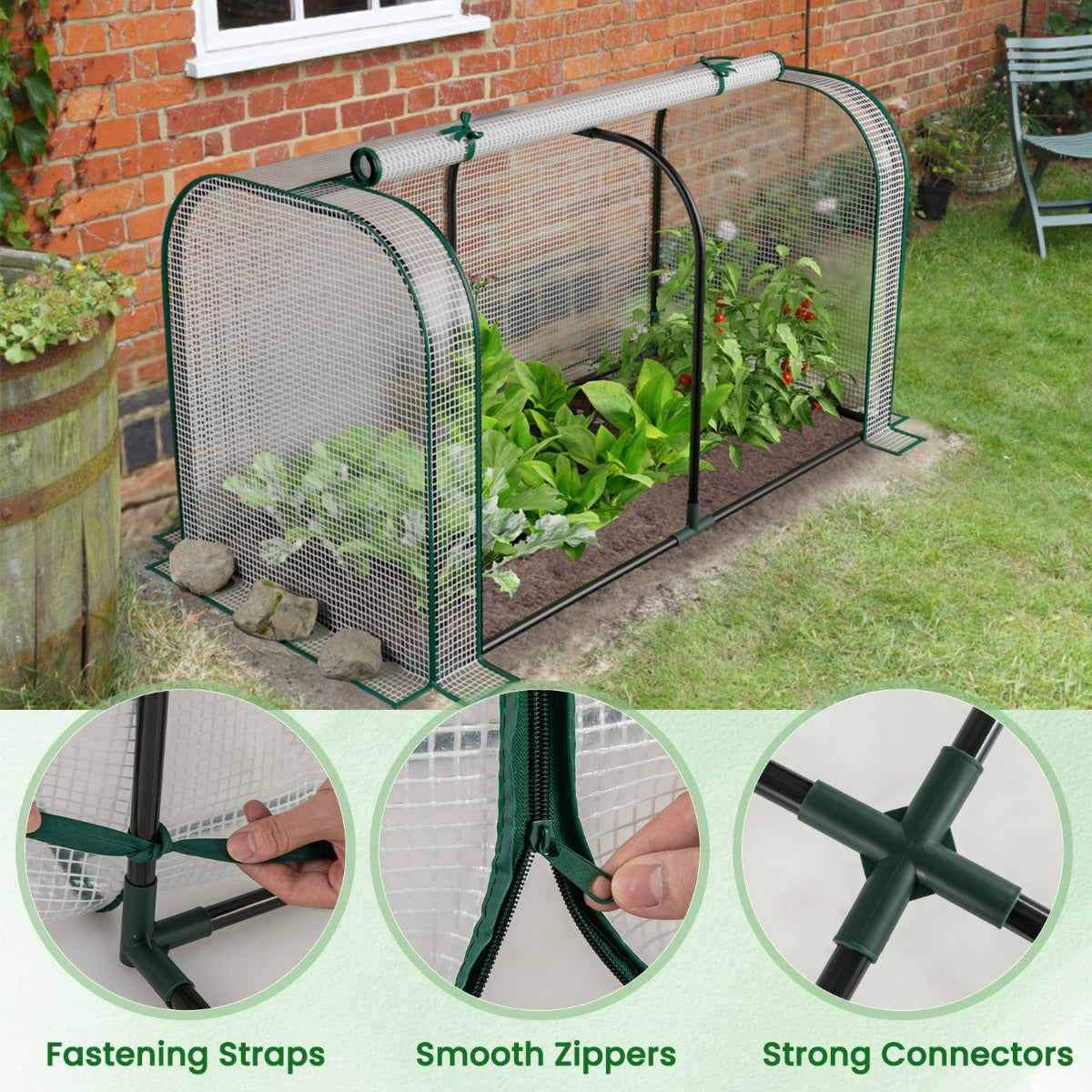 Elevated Wooden Raised Garden Bed with Mini Greenhouse-White