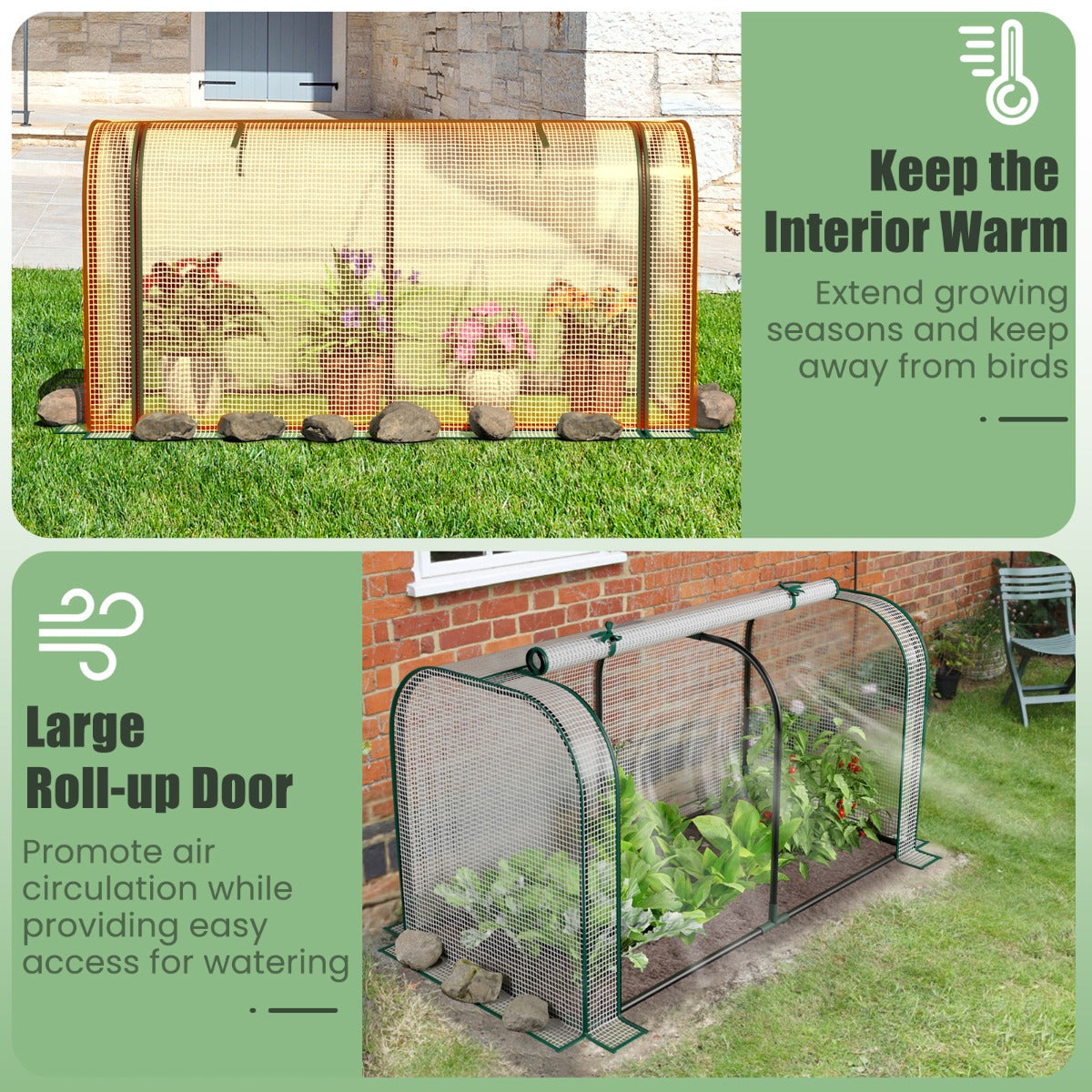 Elevated Wooden Raised Garden Bed with Mini Greenhouse-White