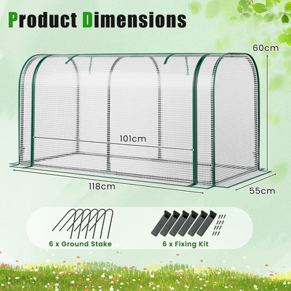 Outdoor Indoor Portable Garden Patio Mini Tunnel Greenhouse-White