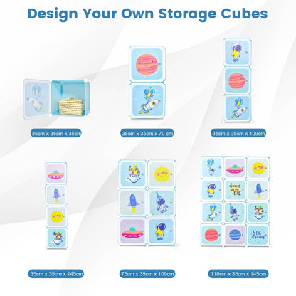 12-Cube Kids Wardrobe Closet Organizer with Hanging Section and Cute Design