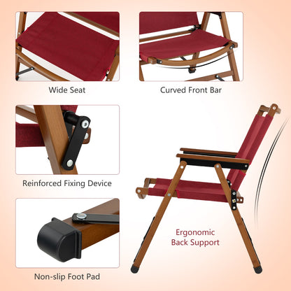 Costway Patio Folding Portable Outdoor Chair for Camping, Fishing, Picnic-1 piece