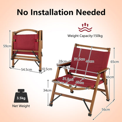 Costway Patio Folding Portable Outdoor Chair for Camping, Fishing, Picnic-1 piece