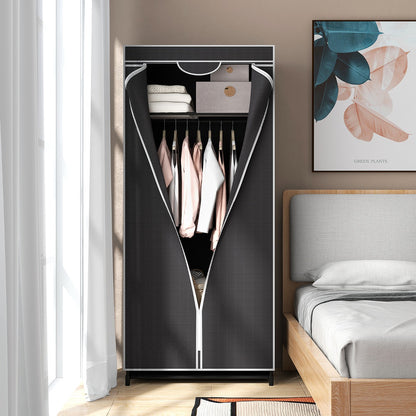 Portable Single Wardrobe with Dust-proof Cover and Zippers for Garments/Shoes/Toys