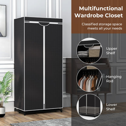 Portable Single Wardrobe with Dust-proof Cover and Zippers for Garments/Shoes/Toys