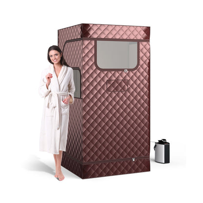 Portable Steam Sauna Full Body Sauna Box with 3L Steam Generator-Coffee