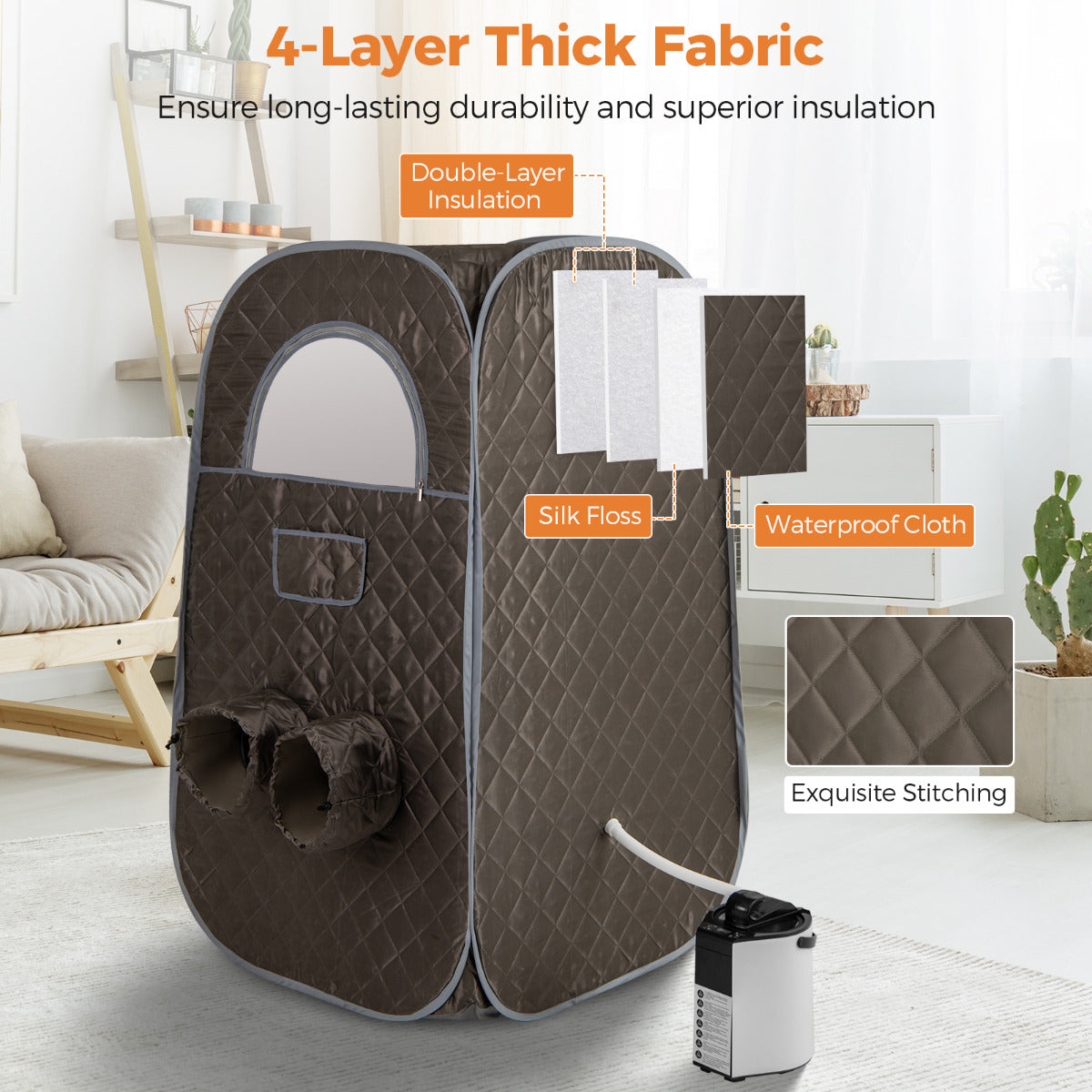 Portable Steam Sauna with 1000W 3L Steam Generator for Home Spa Relaxation-Grey