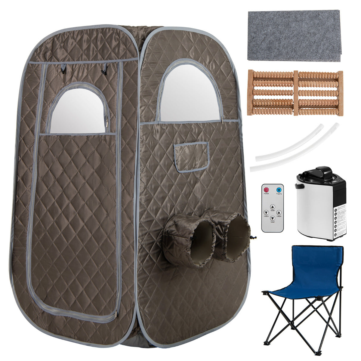 Portable Steam Sauna with 1000W 3L Steam Generator for Home Spa Relaxation-Grey