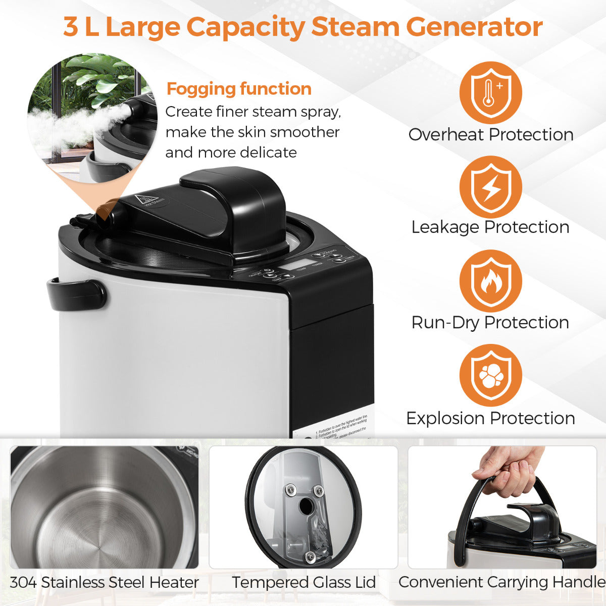 Portable Steam Sauna with 1000W 3L Steam Generator for Home Spa Relaxation-Grey
