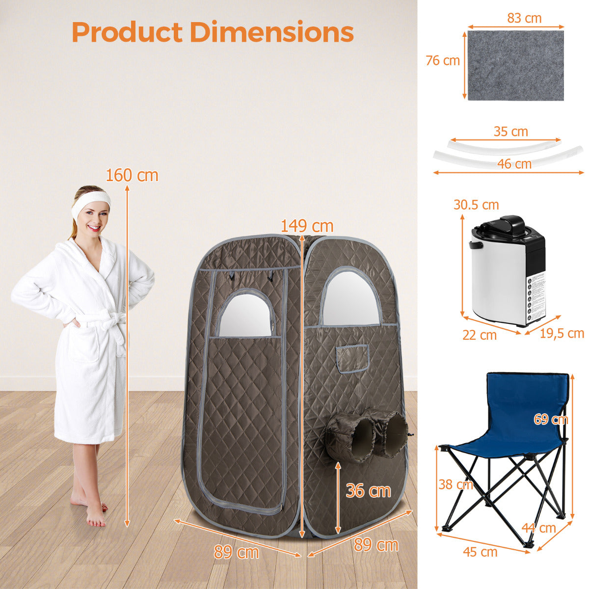 Portable Steam Sauna with 1000W 3L Steam Generator for Home Spa Relaxation-Grey