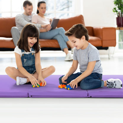 180 x 60 cm Portable 3-Fold Tumbling Mat with 2 Handles and Premium EPE Filler-Purple