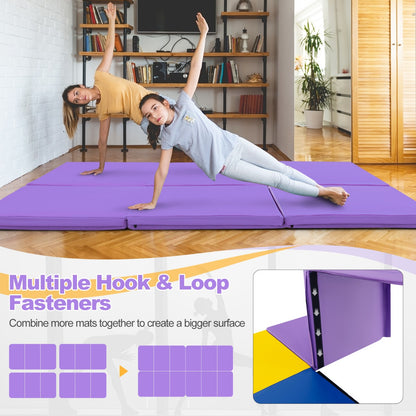 180 x 60 cm Portable 3-Fold Tumbling Mat with 2 Handles and Premium EPE Filler-Purple