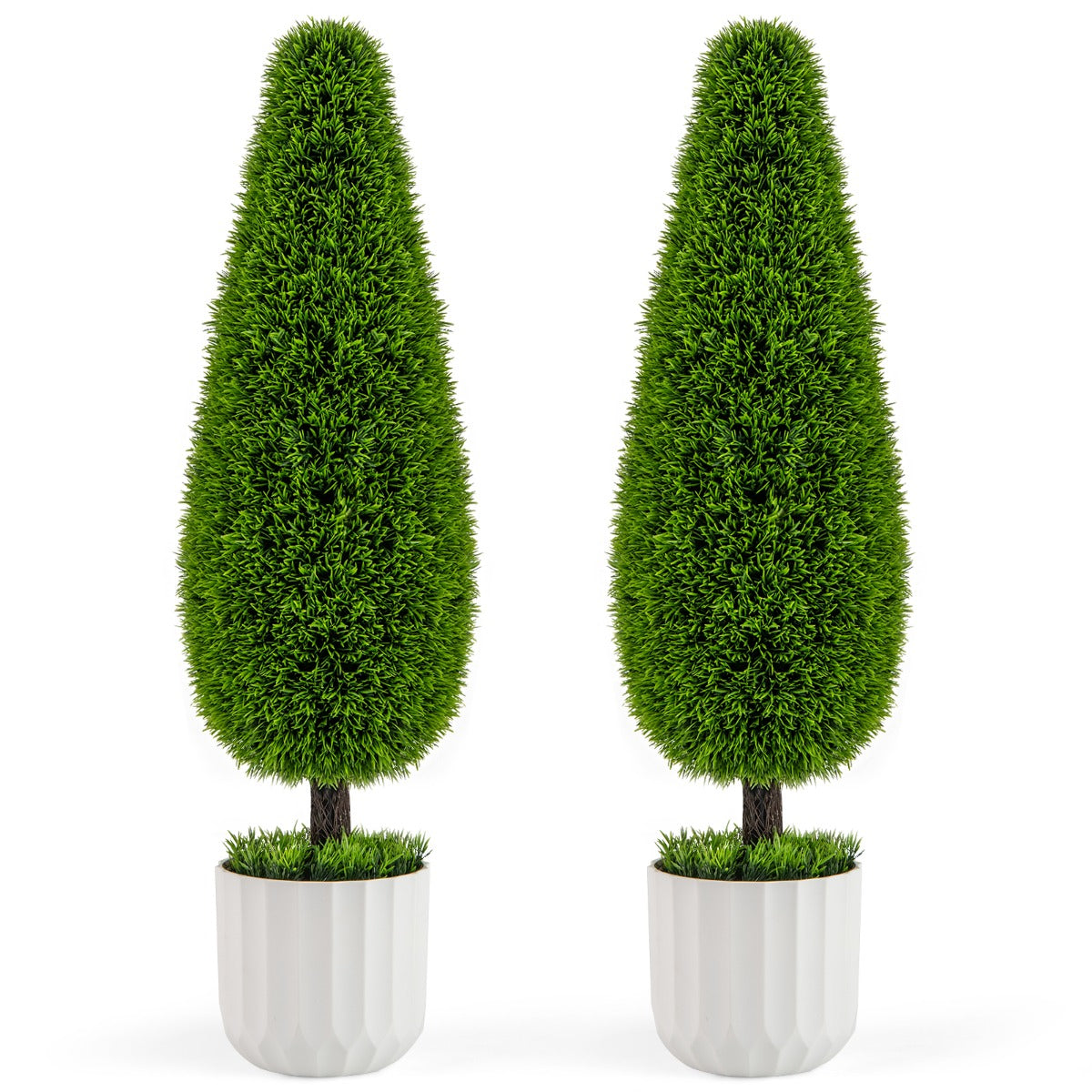 Potted Topiary Plant with Plastic Nursery Pot for Home and Office-Green