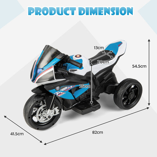 12V Kids Electric Motorcycle with Headlight & Horn, 3-Wheel Design, Blue