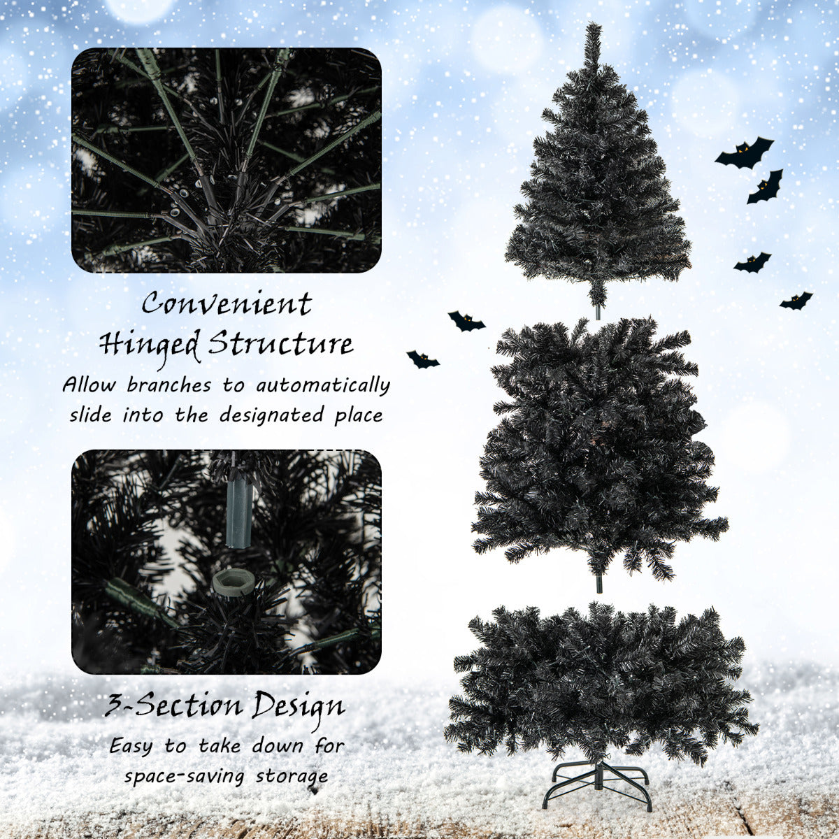 Wizard hat-inspired pre-lit tree adds spooky charm to homes, themed photos, and holiday displays