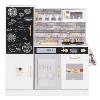 Pretend Play Kitchen for Kids Aged 3+ with Utensils and Oven-White