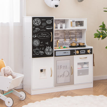 Pretend Play Kitchen for Kids Aged 3+ with Utensils and Oven-White