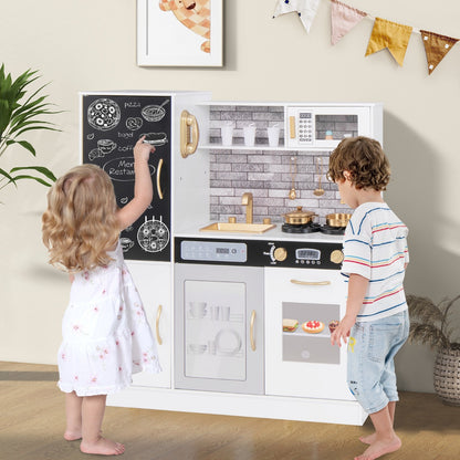 Pretend Play Kitchen for Kids Aged 3+ with Utensils and Oven-White