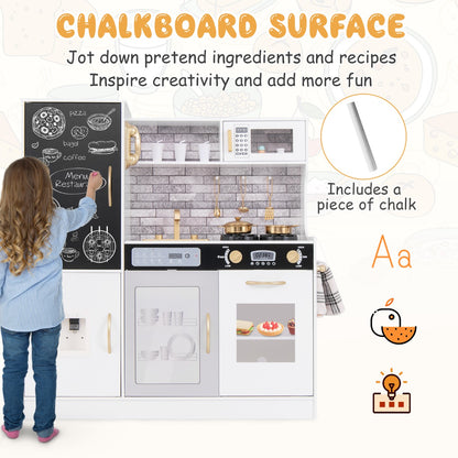 Pretend Play Kitchen for Kids Aged 3+ with Utensils and Oven-White