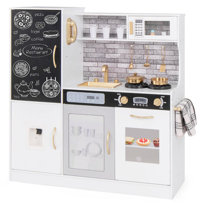 Pretend Play Kitchen for Kids Aged 3+ with Utensils and Oven-White