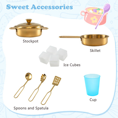 Pretend Play Kitchen with Accessories and Simulated Sounds-Beige