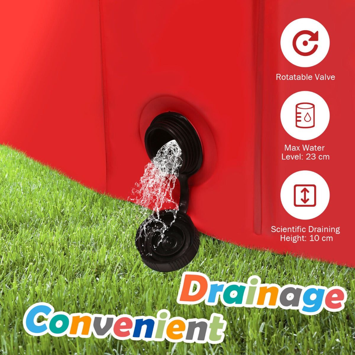 Costway Foldable Pet Swimming Pool with Rotatable Drain Valve Red