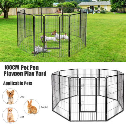 Costway 100cm 8 Panel Height Pet Playpen with Anti-Rust Material for Dog/Cat
