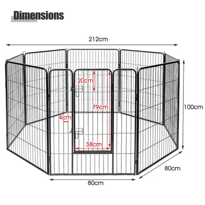 Costway 100cm 8 Panel Height Pet Playpen with Anti-Rust Material for Dog/Cat