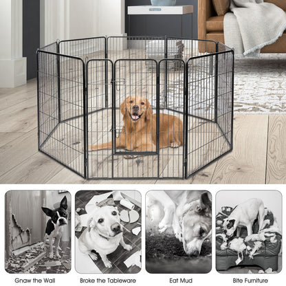 Costway 100cm 8 Panel Height Pet Playpen with Anti-Rust Material for Dog/Cat