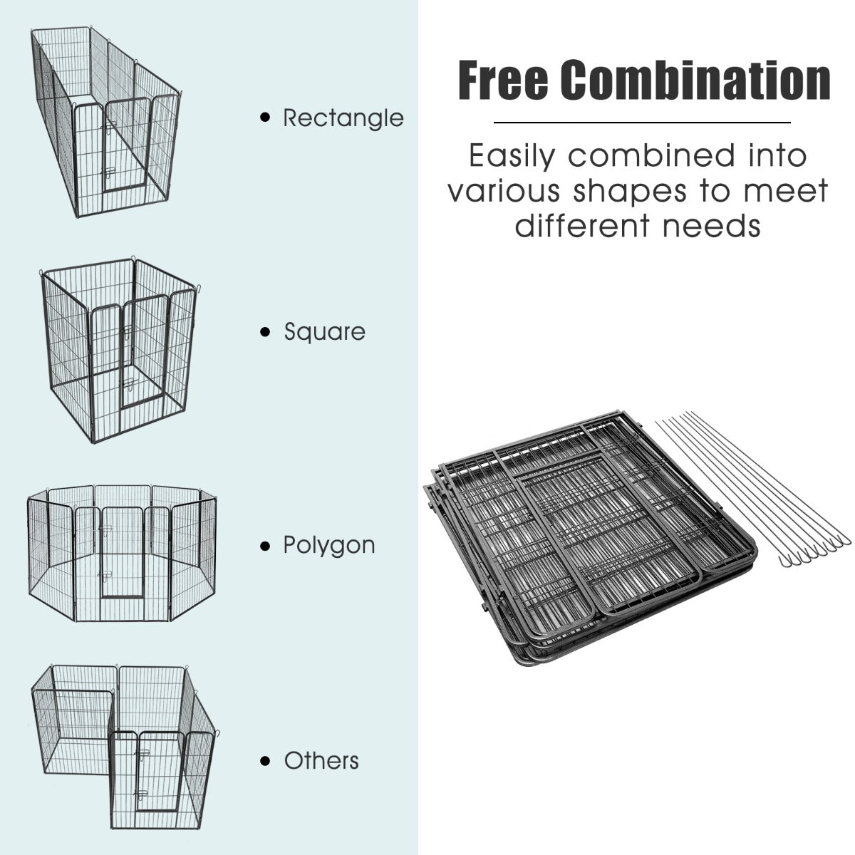Costway 100cm 8 Panel Height Pet Playpen with Anti-Rust Material for Dog/Cat