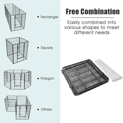 Costway 100cm 8 Panel Height Pet Playpen with Anti-Rust Material for Dog/Cat