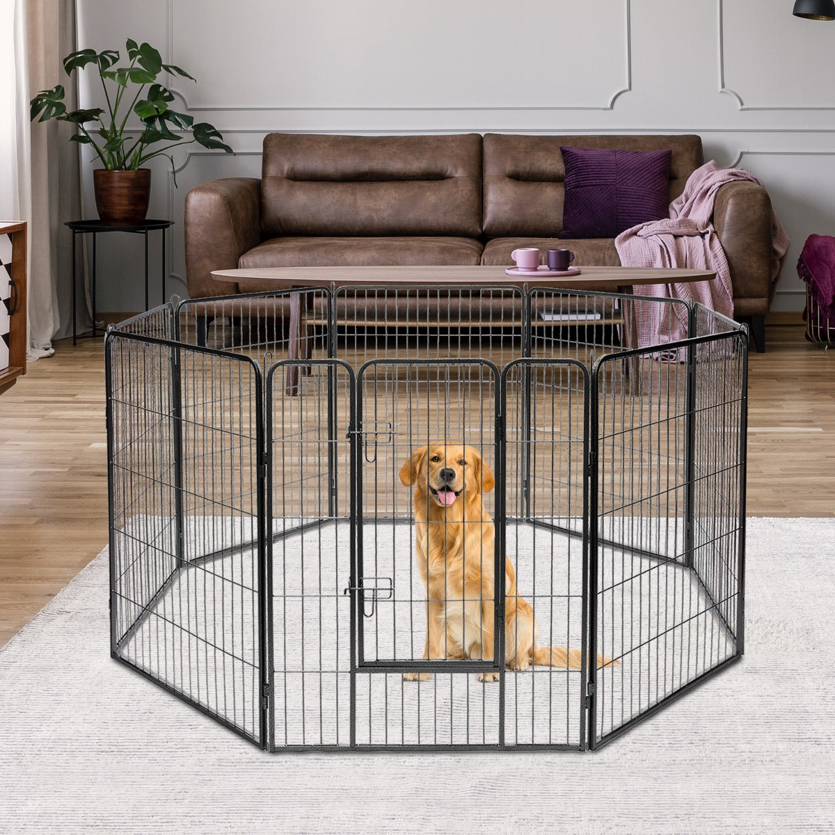 Costway 100cm 8 Panel Height Pet Playpen with Anti-Rust Material for Dog/Cat