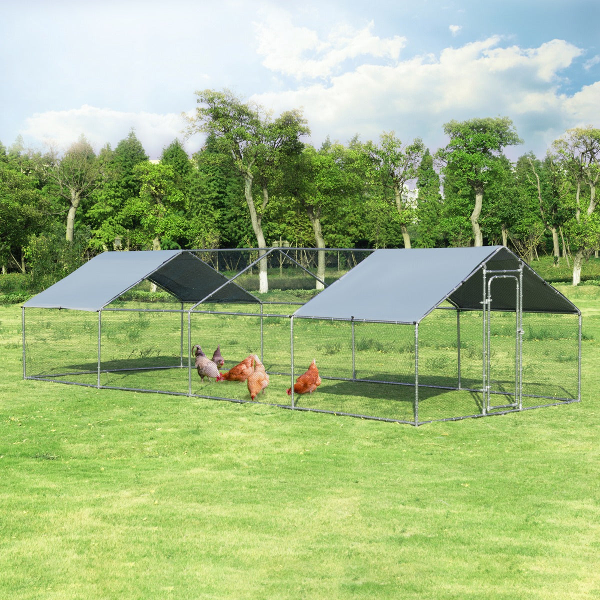 Large Walk In Chicken Coop Run House Shade Cage with Roof Cover Backyard-3m x 8m x 1.95m