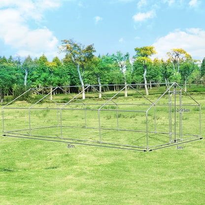 Large Walk In Chicken Coop Run House Shade Cage with Roof Cover Backyard-3m x 8m x 1.95m