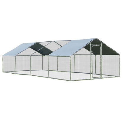 Large Walk In Chicken Coop Run House Shade Cage with Roof Cover Backyard-3m x 8m x 1.95m