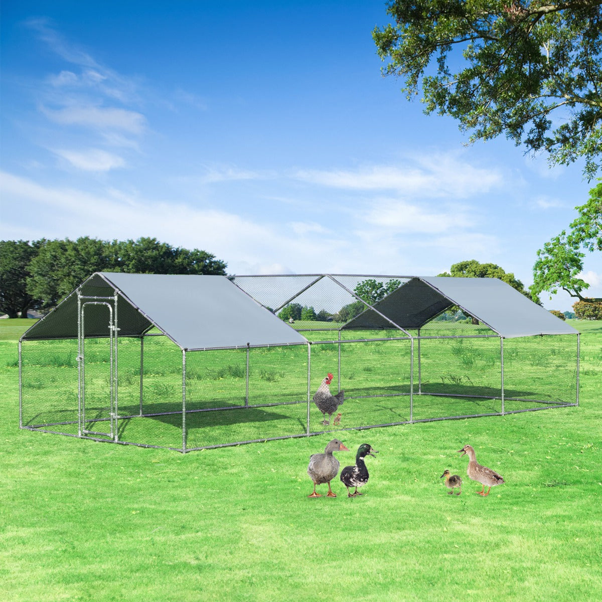 Large Walk In Chicken Coop Run House Shade Cage with Roof Cover Backyard-3m x 8m x 1.95m