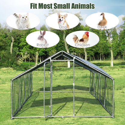 Large Walk In Chicken Coop Run House Shade Cage with Roof Cover Backyard-3m x 8m x 1.95m