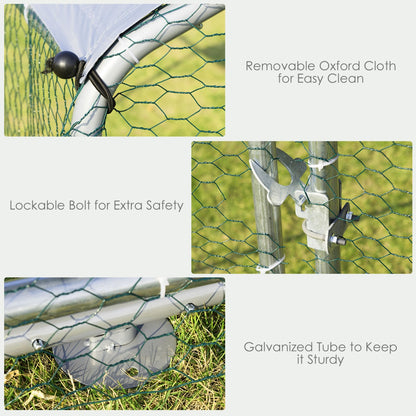 Large Walk In Chicken Coop Run House Shade Cage with Roof Cover Backyard-3m x 8m x 1.95m