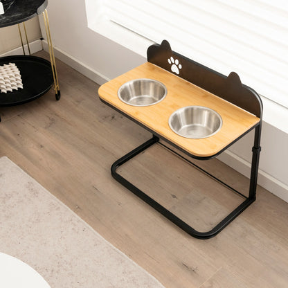 Metal Raised Dog Bowl Stand with 2 Stainless Steel Food Water Bowls for Medium/Large Dogs