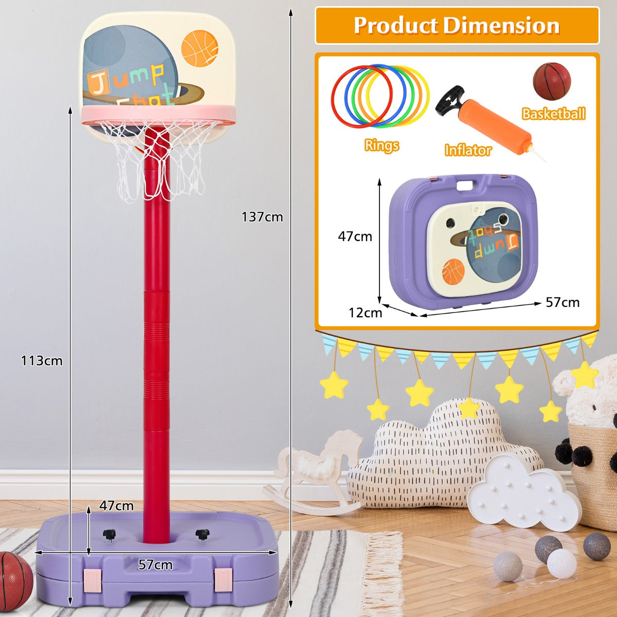 2 in 1 Basketball Set with Ring Toss