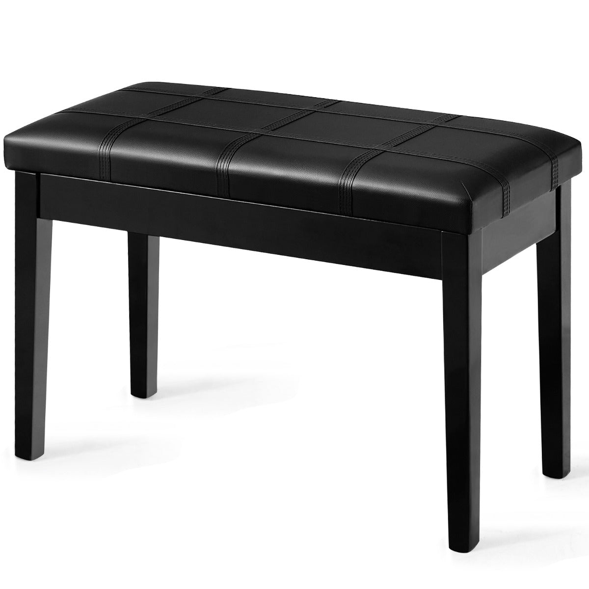 PU Leather Piano Bench with Padded Cushion and Music Storage-Black