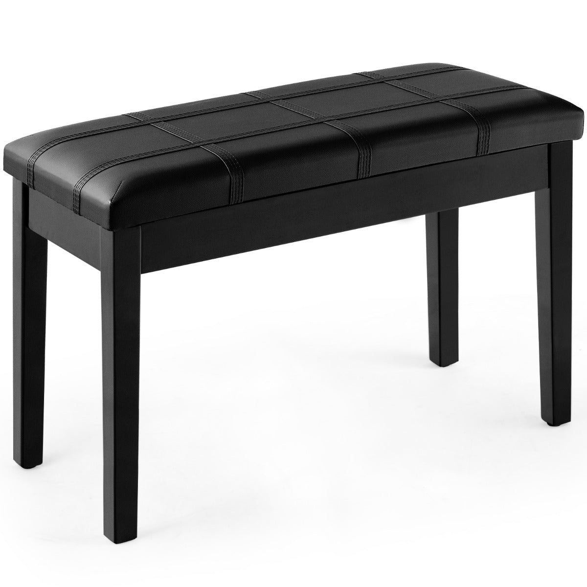 PU Leather Piano Bench with Padded Cushion and Music Storage-Black