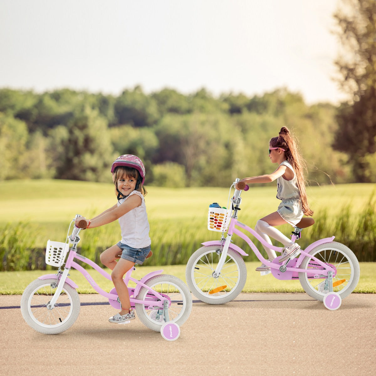 Kids Bike with Front Handbrake and Rear Coaster Brake for 3-5 Years Old-Purple-14 inches