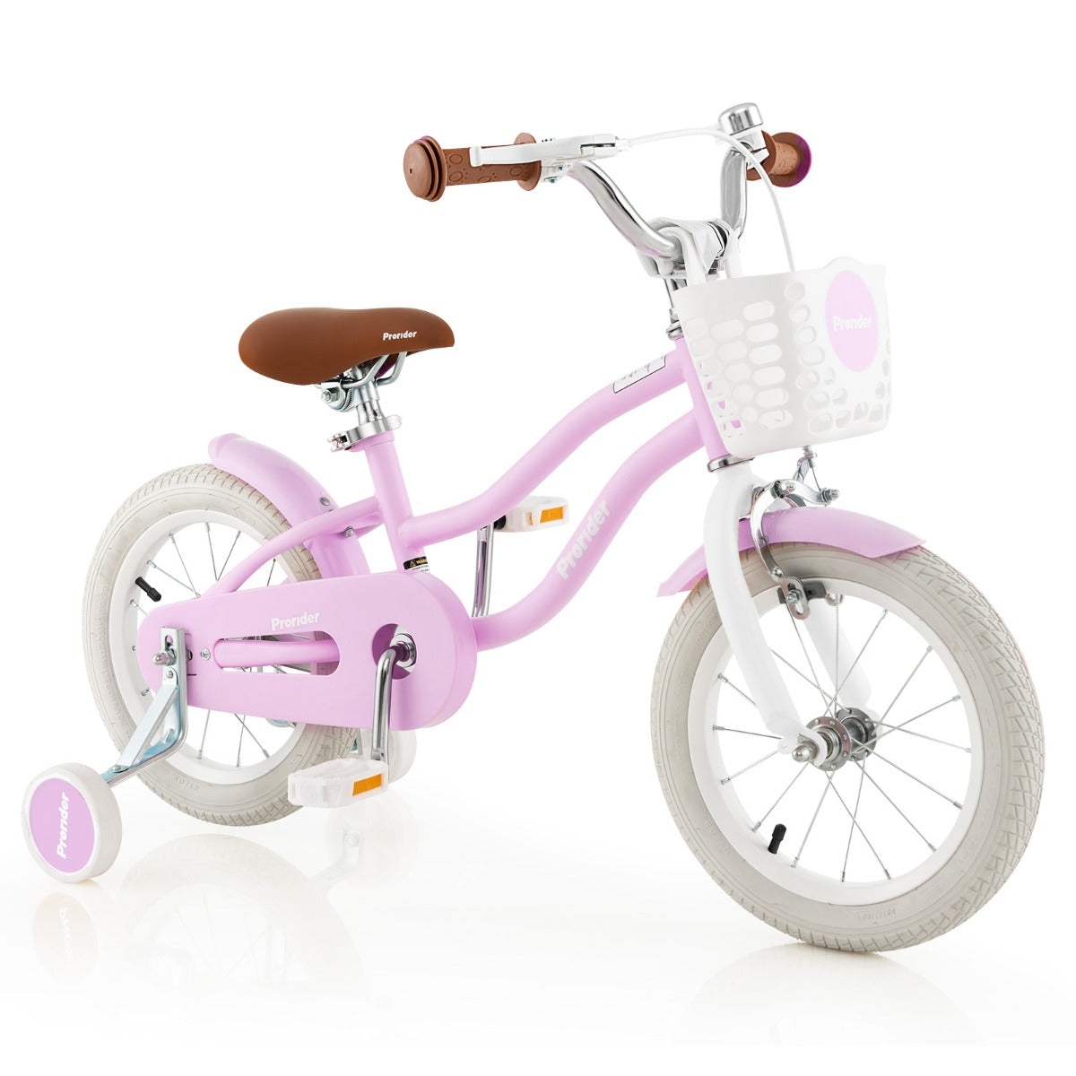 Kids Bike with Front Handbrake and Rear Coaster Brake for 3-5 Years Old-Purple-14 inches