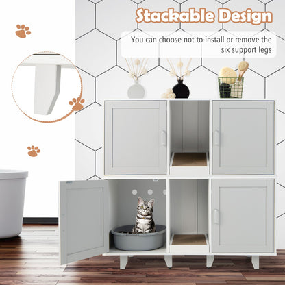 Cat Litter Box Enclosure TV Stand with Scratching Board for 2 Cats-Grey