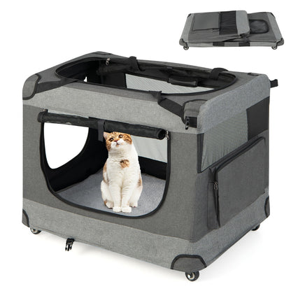 Large Foldable Cat Racing Cage with Shoulder Strap &amp; Removable Cushion-XL