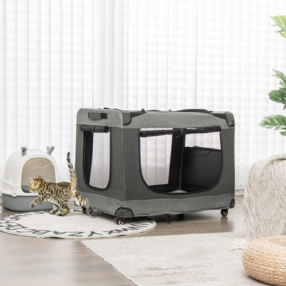 Large Foldable Cat Racing Cage with Shoulder Strap &amp; Removable Cushion-XL