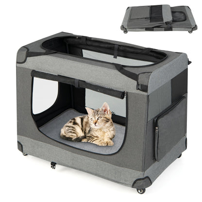 Large Foldable Cat Racing Cage with Shoulder Strap & Removable Cushion-L