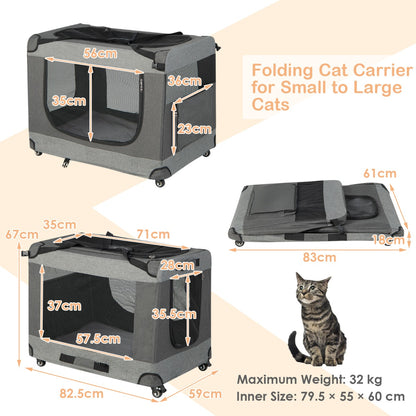 Large Foldable Cat Racing Cage with Shoulder Strap & Removable Cushion-L