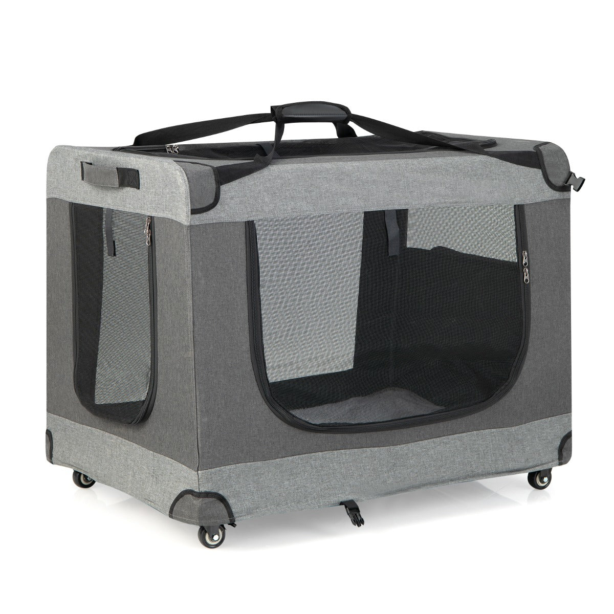 Large Foldable Cat Racing Cage with Shoulder Strap & Removable Cushion-L